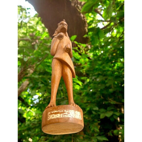 Vintage Hand Carved Statue Figurine 18" Man Wood African Tribal Hunter Kenya - Picture 8 of 8